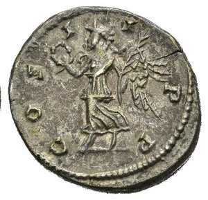 reverse: SETTIMIO SEVERO (193-211). Laodicea ad Mare. Denario. AR (3,56 g). D/ L SEPT SEV AVG IMP XI PART MAX, testa laureata a destra; R/ COS II P P,Vittoria regge corona e palma. RIC IV 503a. mBB. nr.reg.601/24