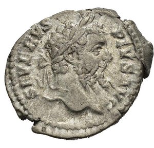 obverse: SETTIMIO SEVERO (193-211). Roma. Denario. AR (3,88 g). D/ SEVERVS PIVS AVG, testa laureata a destra; R/ P M TR P XIIII COS III P P, Genio, stante, versa contenuto di una patera su altare e regge spighe di grano. RIC IV 201. qBB. nr.reg.601/24