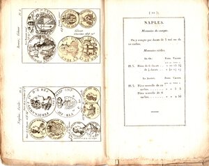 obverse: AA.-VV. - Tableau de la valeaur des monnaies des principaux du monde. Paris, 1815. pp 32, tavole 16 (doppie nel testo) colorate. Brossura muta con tassello sul piatto, stampato su carta pesante, interno ottimo stato, molto raro.