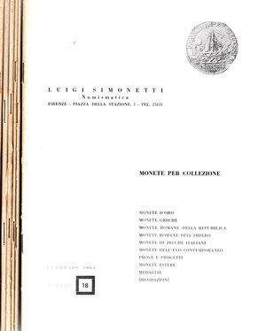 obverse: SIMONETTI L - Lotto di 6 listini dal 1963 al 68. con tavole, buono stato. rari i primi anni no resi