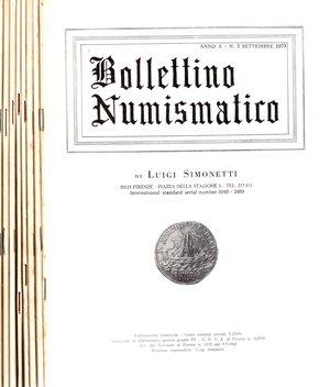 obverse: SIMONETTI L - Lotto di 8 listini dal 1972 al 1973. contavole e piccoli studi di numismatica. no resi