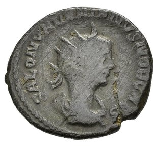 obverse: SALONINO (Figlio di Gallieno). Antiochia. Antoniniano. MI (3,6 g). D/ SALON VALERIANVS NOB CAES,busto radiato, drappeggiato e corazzato a destra; R/ SPES PVBLICA, Salonino e Spes affrontati. RIC V 36. MB nr.reg.601/24