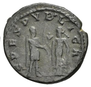 reverse: SALONINO (Figlio di Gallieno). Antiochia. Antoniniano. MI (3,6 g). D/ SALON VALERIANVS NOB CAES,busto radiato, drappeggiato e corazzato a destra; R/ SPES PVBLICA, Salonino e Spes affrontati. RIC V 36. MB nr.reg.601/24