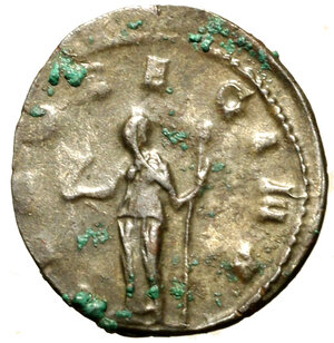 reverse: SALONINA (moglie di Gallieno) Antoniniano per Roma (g. 2,40) SALONINA AVG, Busto diad. a ds. su crescente R/ IVNO REGINA, Giunone stante con patera e scettro. RIC 29, MIR 227b.   AR   +BB