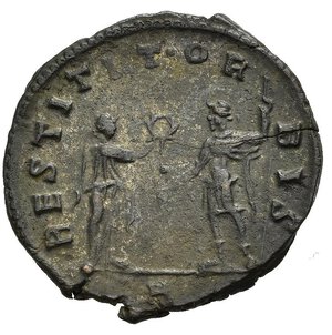 reverse: AURELIANO (270-275). Roma. Antoniniano. 273-274. MI (3,14 g). D/ MP AVRELIANVS AVG, busto radiato e corazzato a destra; R/ RESTITVT ORBIS / A, Aureliano incoronato da figura femminile. RIC V 53. BB. nr.reg.601/24