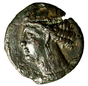 obverse: CARTAGINE. (ca 300-264 aC) Shekel (17 mm, g. 5,63) Testa di Tanit a sn. R/ Testa di cavallo a ds. SNG Cop. 151    AE     qSPL