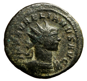 obverse: AURELIANO (270-275) Antoniniano per Roma. IMP AVRELIANVS AVG, Busto rad a ds. R/ ORIENS AVG, Sole verso ds. calpesta un prigioniero. RIC 64     AE    BB