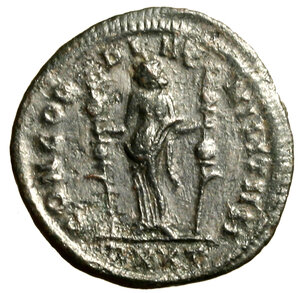 reverse: SEVERINA (moglie di Aurereliano) Antoniniano per Ticinum. Busto diad. a ds. su crescente lunare R/ Concordia Militum stante tra due insegne. RIC 8. (g. 3,41)   AE arg  SPL  