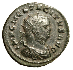 obverse: TACITO (275-276) Antoniniano per Roma. IMP C M CL TACITVS AVG, Busto rad a ds. R/ LAETICIA FVND, Laletizia stante a sn. RIC 89; C. 52     AE con argentatura ossidata    SPL