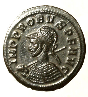 obverse: PROBO (276-282) Antoninianus per Siscia. IMP PROBVS P F AVG. Busto rad., elm. e corazz. a sn., con scudo e lancia sulla spalla. R/ CONCORDIA AVG, Concordia stante a sn., con patera e cornucopia; nel campo, VII. RIC 661. (g. 4,47)   AE    qFDC