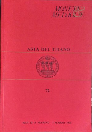 obverse: ASTA DEL TITANO - AES RUDE - Asta n. 72 del 1 marzo 1998. S. Marino. pp. 44, lotti 970, tavv. 31 b/n