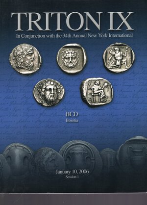 obverse: C.N.G. TRITON IX. New York, 10 - Juanary, 2006. The BCD collection of the coinage BOIOTIA. Pp. 136,  nn. 630, tutti ill. b\n, ril ed buono stato, importante vendita.