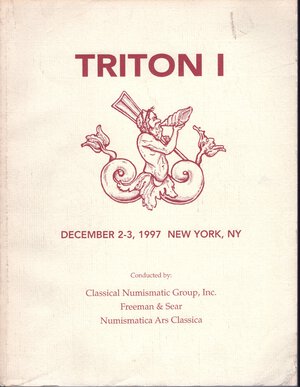 obverse: CNG - FREMAN & SEAR - ARS CLASSICA. Triton I. New York, 2\3 - December, 1997. Collection of greek, Part. II collection Goodman Republican roman coins. Roman imperial coins, Papal coinge, Celtic coinage…. Pp. 407,  nn. 2407,tavv. 7 a colori + centinaia di illustrazionib\n nel testo. ril ed buono stato. importante documentazione di monete antiche e papali.