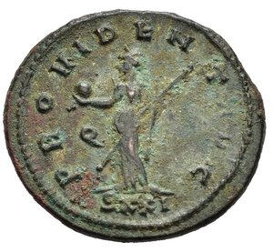 reverse: PROBO (276-282). Ticino. Antoniniano. 281. MI (4,81 g). D/ IMP C M AVR PROBVS AVG CONS III, busto radiato, in abiti consolari a sinistra, regge scettro aquilifero; R/ PROVIDENT AVG / Q, la Providentia regge globo e scettro, in esergo SXXIT. RIC V.2 493. mBB. nr.reg.601/24