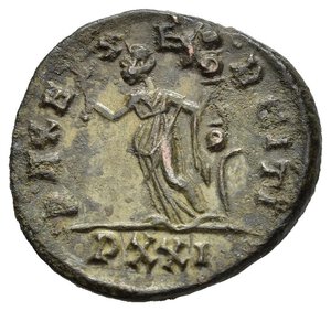 reverse: CARO (282-283). Ticino. Antoniniano riformato. AE (4,14 g). D/ IMP CARVS P F AVG, busto radiato e corazzato a destra, con drappeggio sulla spalla; R/ PAX EXERCITI, Pax regge ramoscello d ulivo e insegna, in esergo PXXI. RIC Vb, 75. BB. nr.reg.601/24