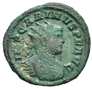 obverse: CARINO (283-285). Roma. Antoniniano riformato. MI (4,53 g). D/ IMP CARINVS P F AVG, busto radiato e corazzato a destra, con drappeggio sulla spalla; R/ IOVI VICTORI, Giove regge scettro e globo niceforo, ai piedi un aquila, in esergo KAB. RIC Vb 257. BB. nr.reg.601/24