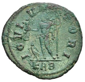 reverse: CARINO (283-285). Roma. Antoniniano riformato. MI (4,53 g). D/ IMP CARINVS P F AVG, busto radiato e corazzato a destra, con drappeggio sulla spalla; R/ IOVI VICTORI, Giove regge scettro e globo niceforo, ai piedi un aquila, in esergo KAB. RIC Vb 257. BB. nr.reg.601/24