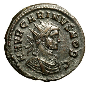 obverse: CARINO Cesare (283-285) Antoniniano per Ticinum. Busto rad. a ds. R/ PRINC IPI IV VENTVTI, Carino stante a sn. con asta e insegna. RIC 186; C. 105   AE   (g. 4,22)  RARO    SPL