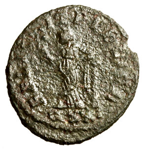 reverse: CARINO (283-285) Antoninianus per Ticinum (22 mm, g. 3.15) IMP CARINVS P F AVG, Busto rad., drapp. e corazz. a ds. R/ FELICIT PVBLICA, Felicitas stante con caduceo. RIC 295.   AE    qBB