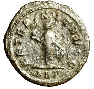 reverse: CARINO (283-285) Antoniniano per Roma (22 mm, g. 3.04) IMP CARINVS P F AVG, Busto rad., drapp. e corazz. a ds. R/ AETERNITAS AVG, L aeternitas stante a sn. RIC 244.   AE    qBB