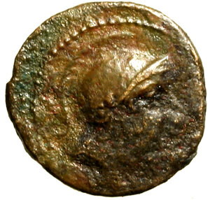 obverse: ANONIME (217-215 a.C.) Quartuncia (16 mm, g. 2.96) Testa di Roma elmata a ds. R/ Prora di nave a ds. Cr. 38/8.    AE    +BB