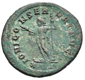 reverse: DIOCLEZIANO (285-305). Roma. Antoniniano riformato. 285. MI (3,5 g). D/ IMP DIOCLETIANVS AVG, busto radiato, drappeggiato e corazzato a destra, visto di spalle; R/ IOVI CONSERVAT AVG, Giove stante regge fulmine e  scettro; in esergo XXIA. RIC V 161. BB.  nr.reg.601/24