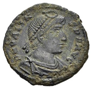 obverse: VALENTE (364-378). Roma. AE3. AE (2,48 g). D/ D N VALENS P F AVG, busto diademato, drappeggiato  corazzato a destra; R/ SECVRITAS REI PVBLICAE, Vittoria stante regge corona e palma, in esergo SM (foglia di edera) RP. RIC IX, S. 122, 28 (a). BB.  nr.reg.601/24