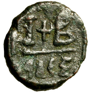 reverse: GIUSTINO II (565-578) 12 nummi per Alessandria. Busto diad. a ds. R/ Lettere I+B. (g. 4,24) Dumb. 58   AE   raro +BBL