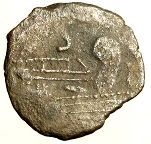 reverse: ANONIME (dopo 211 a.C.) Semisse (22 mm, g. 3.84). Testa laur. di Saturno a ds. R/ Prora di nave a ds. Cr. 56/3; Syd. 143a.    AE   +BB 