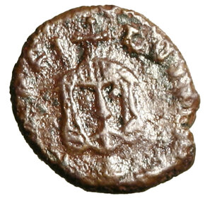 obverse: TEOFILO (830-842) 40 nummi per Siracusa. Busto frontale diad. R/ Segno di valore M. Dumb. 30; Sear 1681 (g. 2,16)    AE    BB