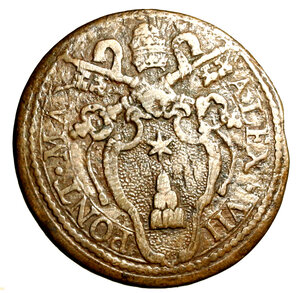 obverse: GUBBIO. Alessandro VII (1655-1667) Mezzo baiocco. Stemma R/  MEZO / BAIOC / CO / · . Munt. 98. CNI 12. Berm. 194.  (g.  6,07)     CU    +BB