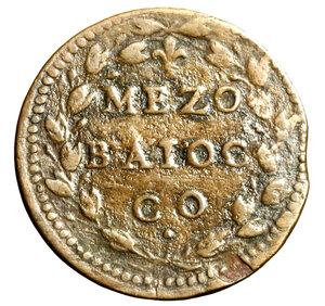 reverse: GUBBIO. Alessandro VII (1655-1667) Mezzo baiocco. Stemma R/  MEZO / BAIOC / CO / · . Munt. 98. CNI 12. Berm. 194.  (g.  6,07)     CU    +BB