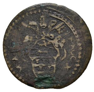 obverse: GUBBIO. STATO PONTIFICIO. Innocenzo XI (1676-1689). Quattrino. Cu (2,95 g). D/ stemma. R/ San Paolo nimbato in piedi con libro e spadone. MIR 2057. qBB