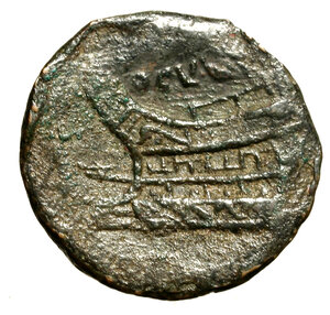 reverse: GARGILI, OGULNIA, VERGILIA. Gargilius, Ogulnius and Vergilius (86 a.C.) Asse (27 mm, g. 12,3) Testa di Giano bifronte R / Prora di nave a sn. Cr. 350A/3f; Syd. 722e.    AE    raro    +BB