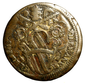 obverse: GUBBIO. Clemente XII (1730-1740)Baiocco 1732/ III. Stemma R/ VN/ BAIOCCO/ GVBBIO/ 1732 in cartella. CNI 18; Munt. 201a; Berm. 2696.    (g.16,62 )   CU    +BB