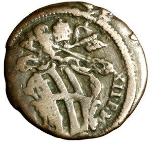 obverse: GUBBIO. Clemente XII (1730-1740)Quattrino. Stemma R/ S. Ubaldo stante a ds. con pastorale; in basso, mitria. Munt. 261   (g. 2,53)   RARO    CU    BB