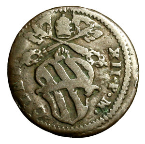 obverse: GUBBIO. Clemente XII (1730-1740)Quattrino 1738. Stemma R/ QVAT/ TRINO/ GVB/ 1738. Munt. 221    RARO   (g. 2.28)   CU    BB