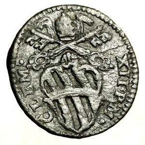 obverse: GUBBIO. Clemente XII (1730-1740)Quattrino 1739. Stemma R/ QVAT/ TRINO/ GVB/ 1739. Munt. 221a    RARO   (g. 1.74)   CU   qSPL