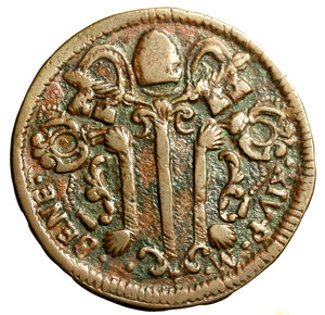 obverse: GUBBIO. Benedetto XIV (1740-1758)Baiocco 1751. Stemma R/ VN/ BAIOCCO/ GVBBIO/ 1751 in ghirlanda di rami. Munt. 454.    RARO   (g. 12,44)   CU    +BB