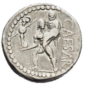 reverse: REPUBBLICA ROMANA. C. Giulio Cesare. Zecca africana. Denario. 48-7 a.C. circa AR (3,77 g). D/ testa di Venere a destra. R/ Enea con Anchise sulle spalle, regge il Palladio, al lato CAESAR. Crawford 458/1; Sydenham 1013; BB.  nr.reg.601/24