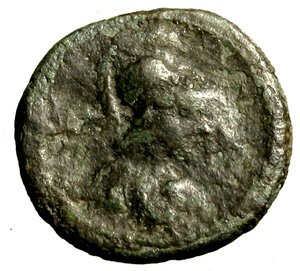 obverse: CARIA. Antiochia (ca 138-192) AE. Busto elmato di Athena a ds. R/ Mercurio stante a sn. con caduceo. BMC 12.    (g. 5,19)   AE    RARO   MB