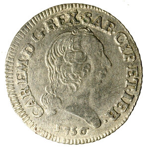 obverse: TORINO. Carlo Emanuele III (1730-1773) 7,6 soldi 1756. Busto a ds. R/ Stemma coronato. MIR 950/b     MI     NC    (g. 5)   +BB