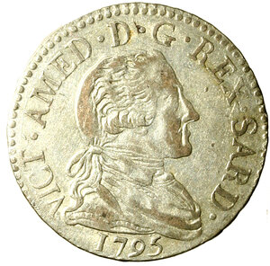 obverse: TORINO. Vittorio Amedeo III (1773-1798) 20 soldi 1795. Busto a ds. R/ Stemma coronato. MIR 990a; Mont. 371    MI   (g. 5,32)    +SPL