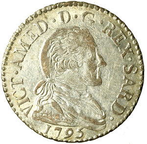 obverse: TORINO. Vittorio Amedeo III (1773-1798) 20 soldi 1795. Busto a ds. R/ Stemma coronato. MIR 990b; Mont. 372    MI   (g. 4,98)   +SPL