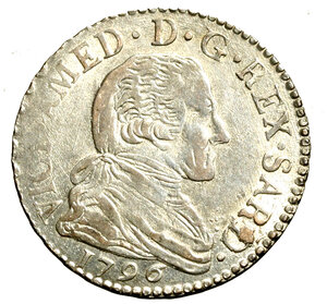 obverse: TORINO. Vittorio Amedeo III (1773-1798) 20 soldi 1796. Busto a ds. R/ Stemma coronato. MIR 990c; Mont. 373    MI   (g. 5,67)   +SPL