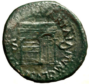 reverse: NERONE (54-68) Asse. Testa laur. a ds. R/ Tempio di Giano con porta a ds. C. 171; RIC 306.  (g. 9,79)   AE    patina verde  BB