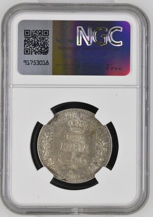 reverse: Regno d Italia. Somalia Italiana. Vittorio Emanuele III (1900-1943). 1 Rupia 1910. Ag. Gig.1. Non Comune. In slab NGC - AU 55