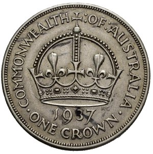 reverse: AUSTRALIA. Giorgio VI. Crown 1937. Ag. BB