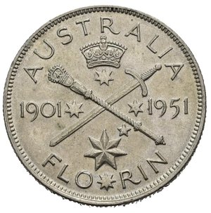 reverse: AUSTRALIA. Giorgio VI. Florin 1951. Ag. qSPL