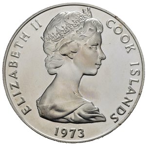 obverse: COOK ISLANDS. Elisabetta II. 2 dollari 1973. Ag. Proof